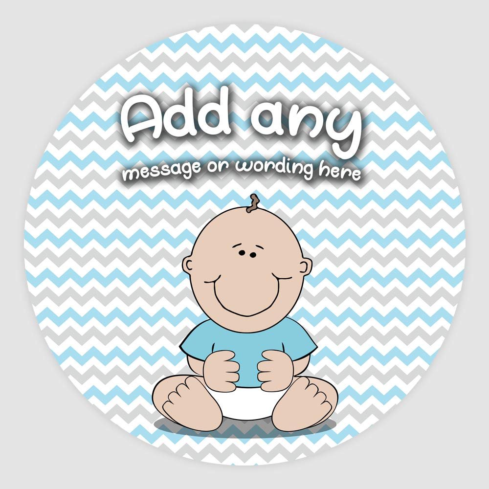 20 x Baby Boy Wallpapers 5cm Personalised Edible Cupcake Toppers on Premium Icing