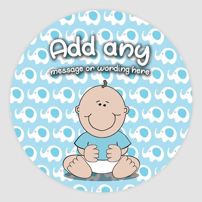 20 x Baby Boy Wallpapers 5cm Personalised Edible Cupcake Toppers on Premium Icing