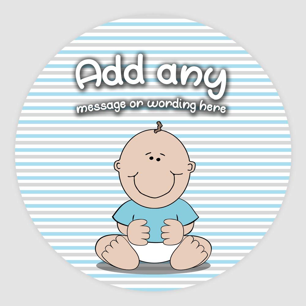 20 x Baby Boy Wallpapers 5cm Personalised Edible Cupcake Toppers on Premium Icing