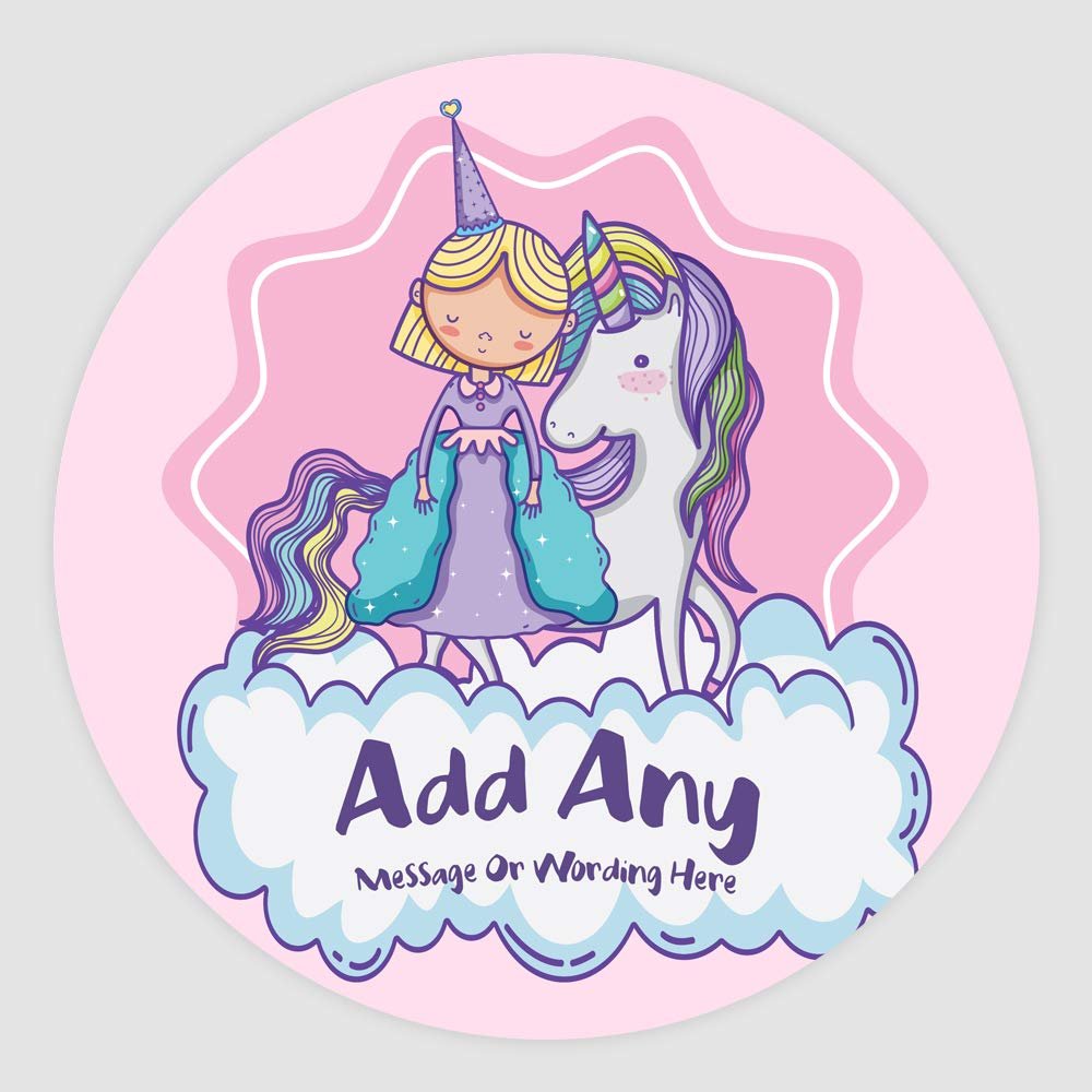 20 x Princess Golden Crown Unicorn 5cm Personalised Edible Cupcake Toppers on Premium Icing