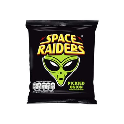 Space Raiders Pickled Onion Flavoured Cosmic Corn Snack Crisps Pack of 36