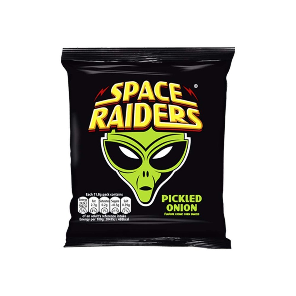 Space Raiders Pickled Onion Flavoured Cosmic Corn Snack Crisps Pack of 36