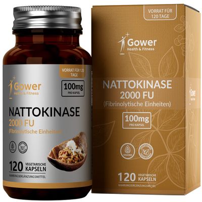 GH Nattokinase | 120 Natto Capsules - Nattokinase High Strength 2000fu Extract per Serving from Fermented Soybeans | Natokinase Capsules | Non-GMO, Gluten & Allergen Free | Made in The UK