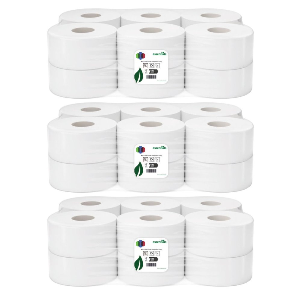 3 x 12 Rolls 200m Mini Jumbo Toilet Rolls, 3 inch core
