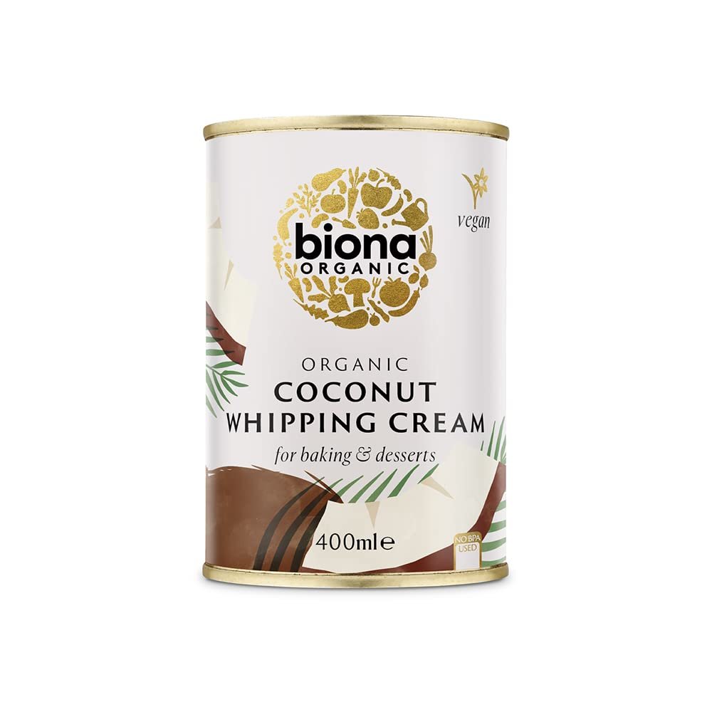 Biona Organic Coconut Whipping Cream 400 ml - Dairy Free, Naturally Vegan - Ideal Cream Substitute - Perfect for Desserts, Cakes, Baking
