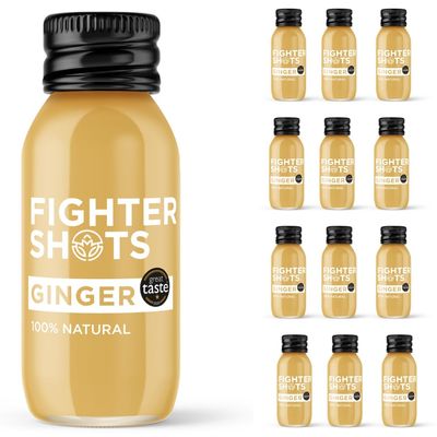 Fighter Shots Ginger Shots (12x60ml) | Award Winning Fresh & Fiery Ginger Shots | 27g of Cold Pressed, Fresh Root for Immune Support | Boosts Energy | 100% Natural | A Perfect Pick Me Up