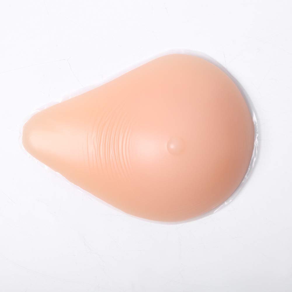 GTTBS-jx Breast Silicone Prosthesis, Silicone Breast Form Fake Breast, Mastectomy Silicone Breast Pad Enhancer Groove Breathable Spiral Postoperative Silicone Breast Prosthesis,Right,Single460g