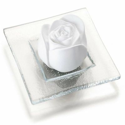 Primavera Life Scented Stone Rose Blossom with Glass Plate (6 x 1 Item)