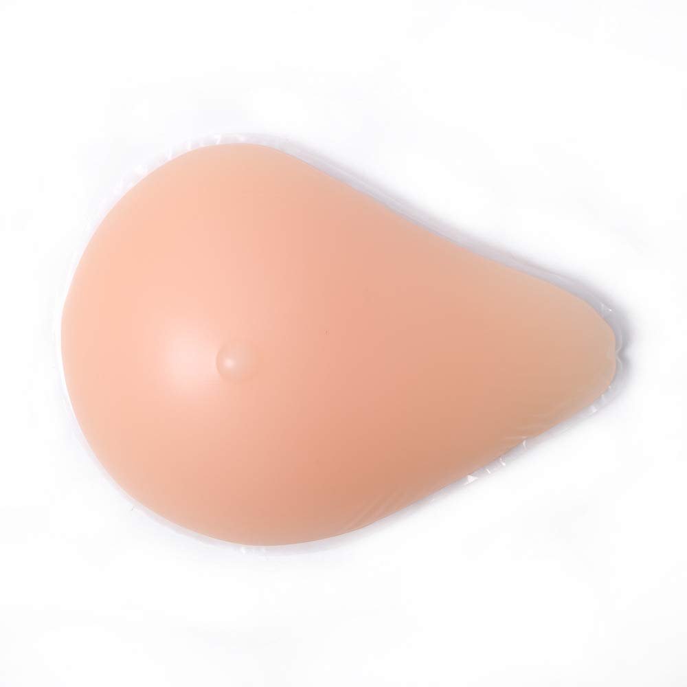 GTTBS-jx Breast Silicone Prosthesis, Silicone Breast Form Fake Breast, Mastectomy Silicone Breast Pad Enhancer Groove Breathable Spiral Postoperative Silicone Breast Prosthesis,Left,Single200g