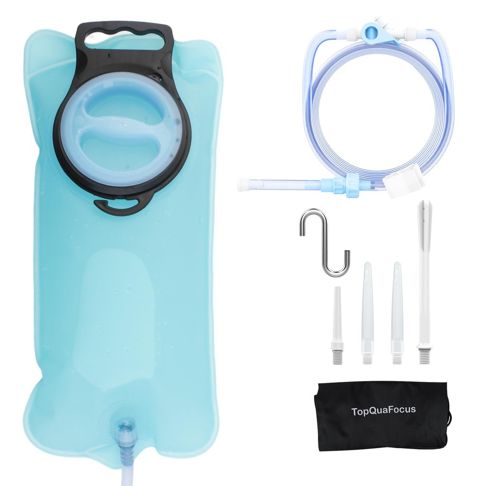 TopQuaFocus Travel Portable Enema Bag kit Anel Douche Enemas for Men Women Colon Cleansing 2L Home Coffee Douche Bags with 6.5FT Silicone Tube