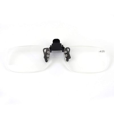 Reading Glasses Clip On Flip Up Magnifying Reading Glasses Magnifiers Lenses Readers Unisex (+4.0)