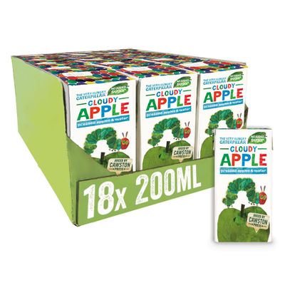 Cawston Press The Very Hungry Caterpillar Fruit Water Kids Drink | Pressed Apple Flavoured Water | 200ml x 18 Pack Apple Juice Cartons | School Approved  No Added Sugar  Vegan | For Kids Lunchbox