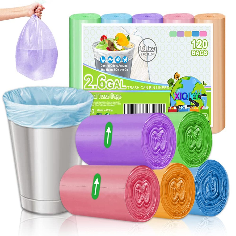 10L Bin Bags Small Garbage Bags Bathroom Pedal Bin liners Wastebasket Bins bags for Kitchen,Office,Colorful,110 Count