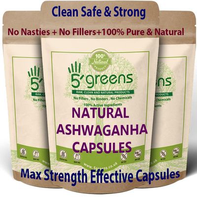 Ashwagandha Root Capsules 500mg (20:1 Extract Equivalent to 10,000mg Raw Powder Per Cap) Clean Natural Strong Ashwagandha Capsules (120 Capsules)