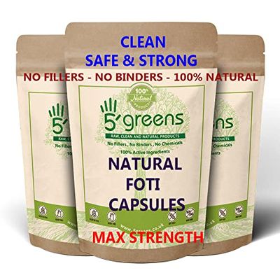 5greens Fo-Ti Root (He Shou Wu) Capsules 12:1 6600mg Equivalent 12 x 500mg Strongest ON Amazon - NO Nasty Extras FILLERS OR Binders 100% Natural FO-TI Root Extract Prepared FO-TI (180 Capsules)
