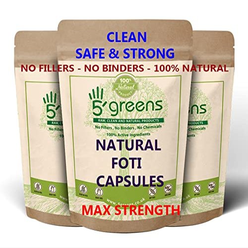 5greens Fo-Ti Root (He Shou Wu) Capsules 12:1 6600mg Equivalent 12 x 500mg Strongest ON Amazon - NO Nasty Extras FILLERS OR Binders 100% Natural FO-TI Root Extract Prepared FO-TI (180 Capsules)