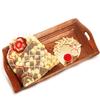 Ghasitaram Gifts Diwali Gifts Diwali Chocolates - Small Wooden Serving Tray with Nutties Pouch and Pooja Thali view 1