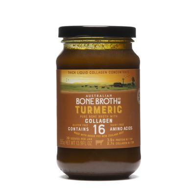 ABBCo Turmeric Beef Bone Broth Concentrate with Ginger, Black Pepper Healthy Digestive Beverage Boosting Bone and Joint Health - Halal Collagen Protein Enriched