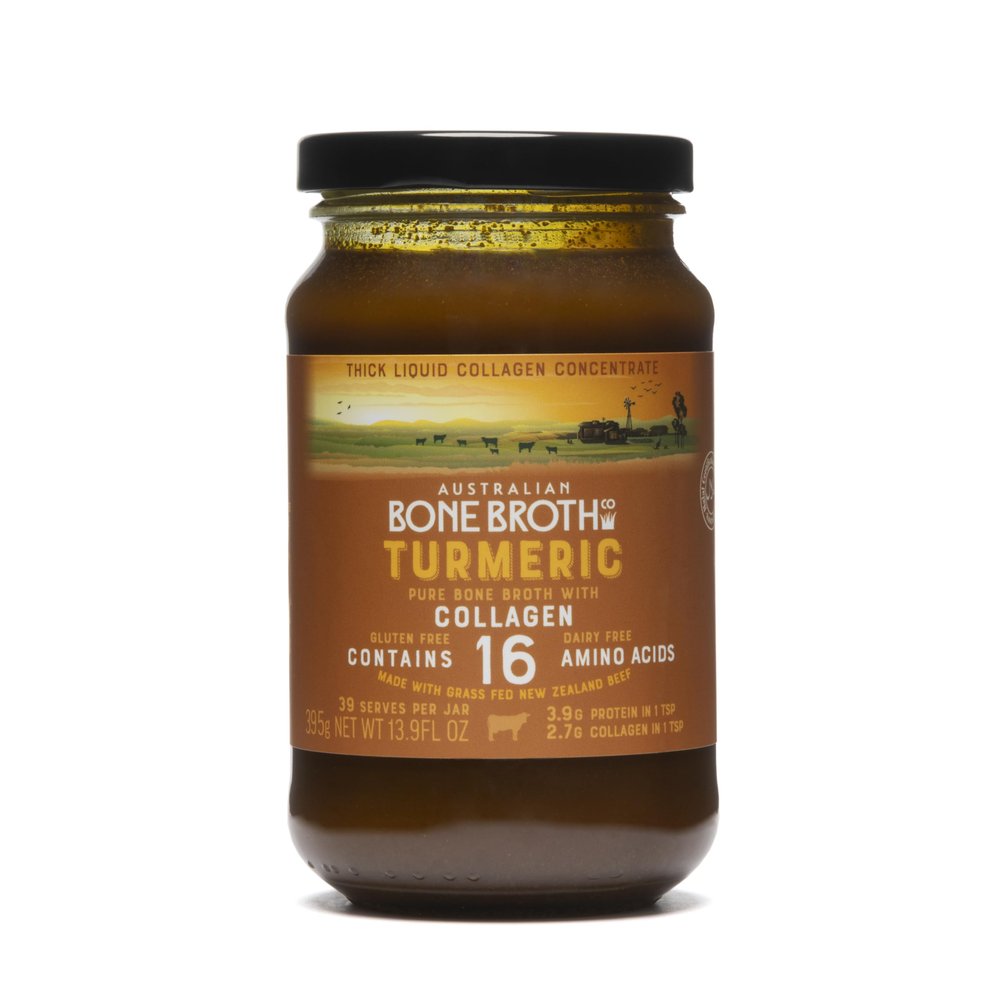 ABBCo Turmeric Beef Bone Broth Concentrate with Ginger, Black Pepper Healthy Digestive Beverage Boosting Bone and Joint Health - Halal Collagen Protein Enriched