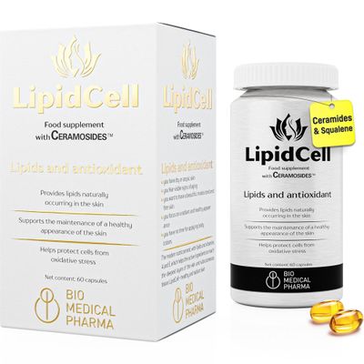 Squalene & Ceramides with Vitamins A & E  Skin Hydration and Anti-Aging Support  Hydrolipidic Barrier Restoration  LipidCell (60 Capsules)