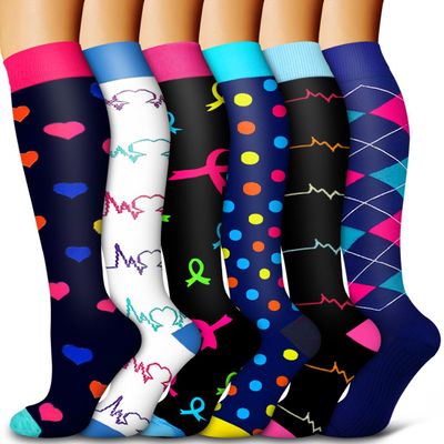 Bluemaple 6 Pack Copper Compression Socks for Women and Men Circulation-Best Support for Medical, Running,Nursing,Athletic
