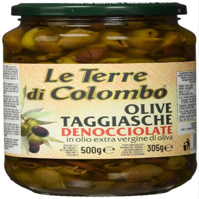 Le Terre di Colombo  Pitted Taggiasca Olives - in Extra Virgin Olive Oil (36%) - 500 g