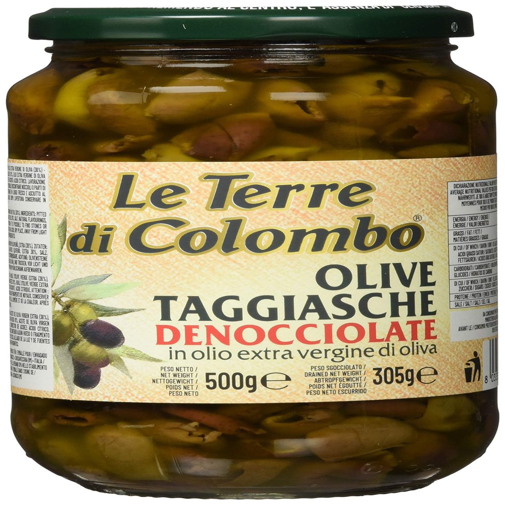Le Terre di Colombo Pitted Taggiasca Olives - in Extra Virgin Olive Oil (36%) - 500 g