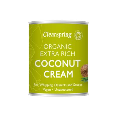 Clearspring Organic Extra Rich Coconut Cream | 200ml | 95% Coconut | 30% Coconut Fat | From Sri Lanka | No Additives | Vegan | Kosher | Ideal for Whipping, Desserts & Sauces