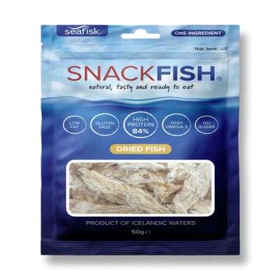 5x50g Snackfish HIGH 84g protein, Dried Fish Jerky ready-to-eat, 100% Natural, One ingredient, Low Fat, Gluten Free, Sugar Free, Carb Free, Icelandic Whitefish, Hardfiskur (5)