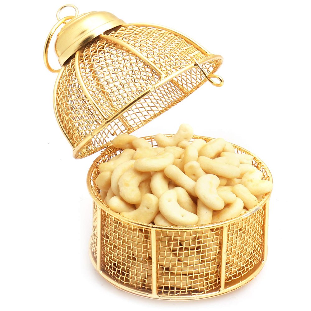 Ghasitaram Gifts Diwali Gifts Namkeen - Cage with Cashew Shaped Biscuits