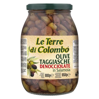 Le Terre di Colombo Pitted Taggiasca Olives in Brine, 900 g