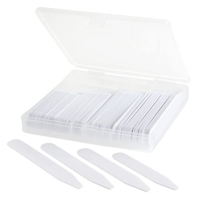 100 Plastic Collar Stays For Men Dress Shirt 2" 2.2" 2.5" 2.7 or 3" inches, White, 3"