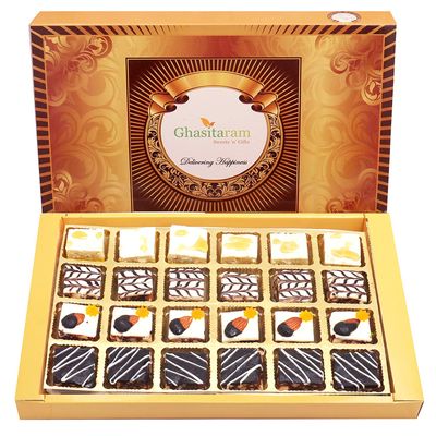Ghasitaram Gifts Diwali Gifts Diwali Sweet - Assorted Chocolate Dryfruit Delight Sweets 24 pcs