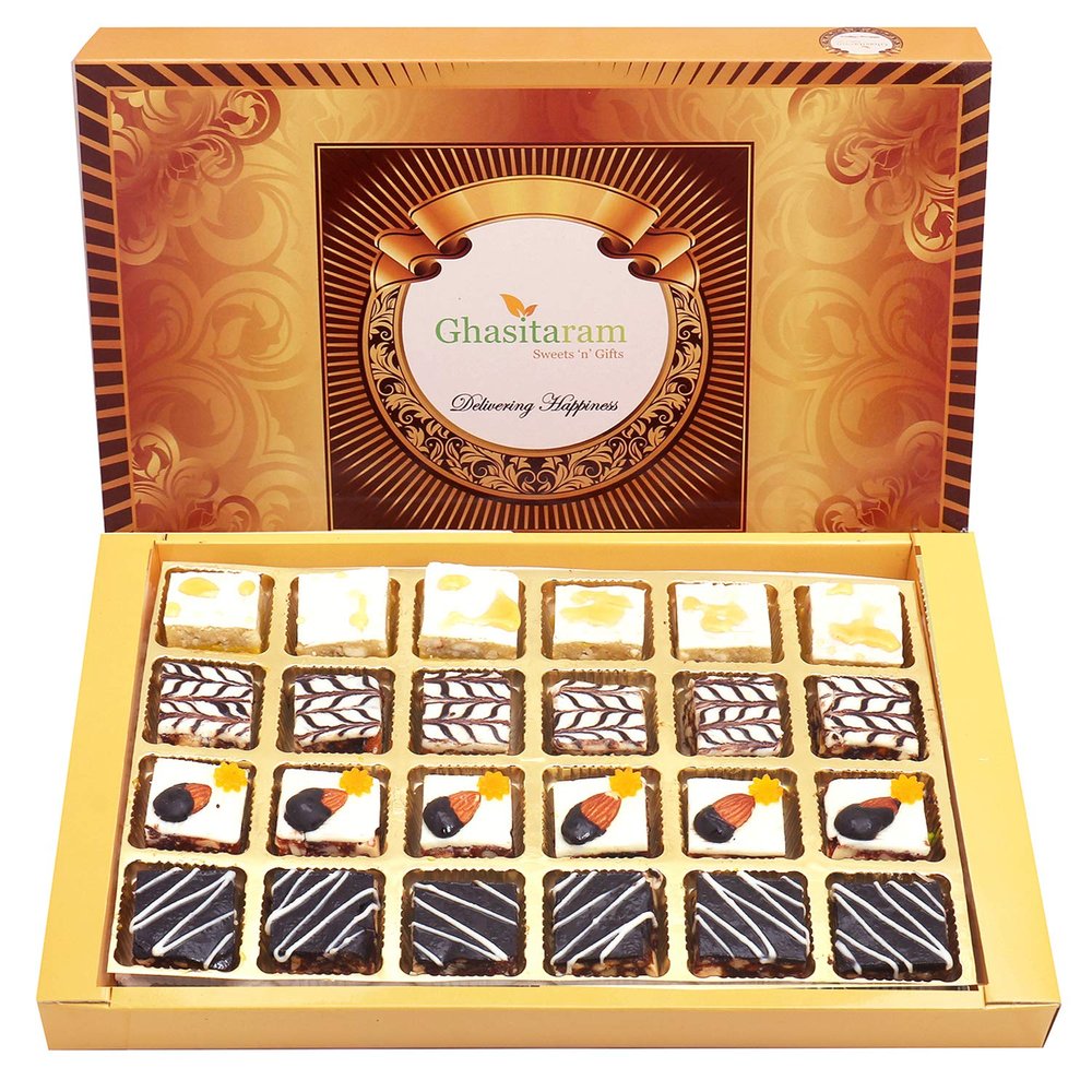 Ghasitaram Gifts Diwali Gifts Diwali Sweet - Assorted Chocolate Dryfruit Delight Sweets 24 pcs