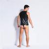 AFYH Mens T-shirt with G-String Patent Leather Sexy Mens Wet look Tees Tight Shirts Bandage Black Faux Leather Funny Undershirts Set,M view 4