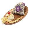 Ghasitaram Gifts Diwali Gifts Wooden Platter with Pooja Thali and Sugarfree Dates and Figs Bites Pouch view 1