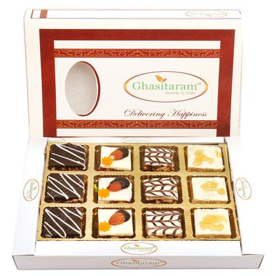 Ghasitaram Gifts Diwali Gifts Diwali Sweet - Assorted Chocolate Dryfruit Delight Sweets 12 pcs