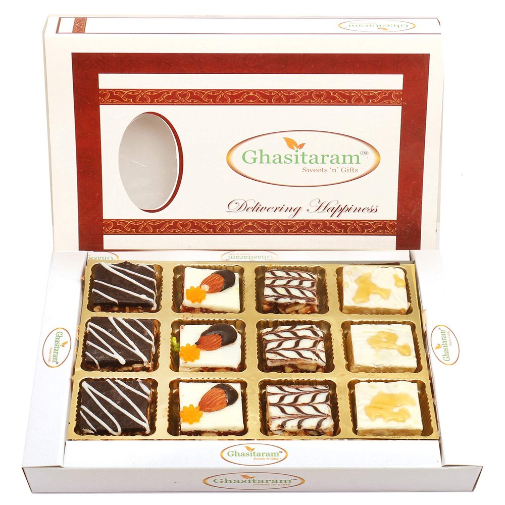Ghasitaram Gifts Diwali Gifts Diwali Sweet - Assorted Chocolate Dryfruit Delight Sweets 12 pcs