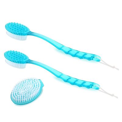 GHzzY Long Handle Bath Brush - Shower Back Scrubber for Massager,Bathing Aid,Exfoliate,Cellulite & Detox(Blue,2 Pack)
