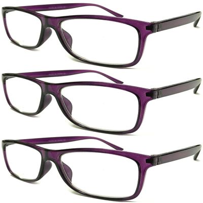 ZIZO EYEWEAR 3 Pairs Reading Glasses Value Pack Classic Stylish Comfort Design Spectacles R140 (3 Pairs Purple, 0.50 Magnification)