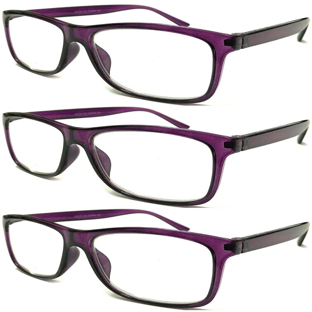 ZIZO EYEWEAR 3 Pairs Reading Glasses Value Pack Classic Stylish Comfort Design Spectacles R140 (3 Pairs Purple, 0.50 Magnification)