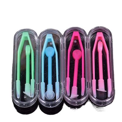 6 Sets Travel Portable Contact Lens Stick Tool Case Set Lenses Tweezers and Suction Stick for Lens Inserter Remover(Random Color)