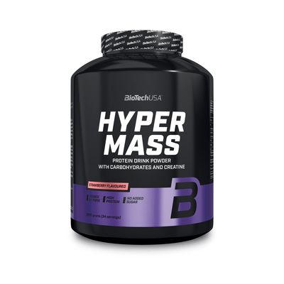 BioTechUSA Hyper Mass - Mass Gainer with Carbs & Protein Blend | Micronised Creatine | Gluten-Free, 2.27 kg, Strawberry