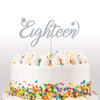 Cakeshop 18th Birthday Glitter Cake Topper, Age 18 Cake Topper Decoration, 18th Anniversary - Double Sided 400gsm Glitter Card, Choice 14 of Colours and Loads of Styles (Dark Silver) view 1