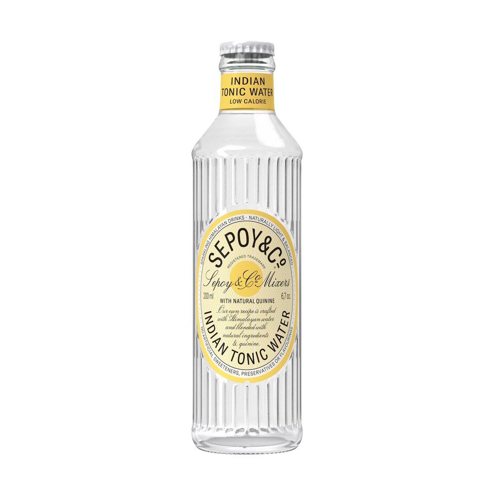 SEPOY & CO. Indian Tonic Water - 12 x 200ml | Pure Himalayan Water & 100% Natural Ingredients | Low Calorie, Less Sugar | Premium Gin & Tonic Mixer | Made in India