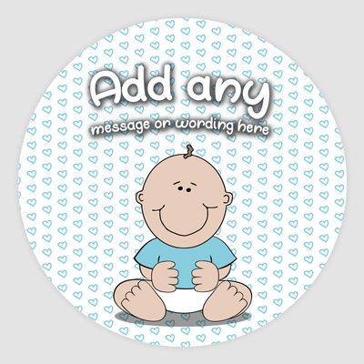 20 x Baby Boy Wallpapers 5cm Personalised Edible Cupcake Toppers on Premium Icing