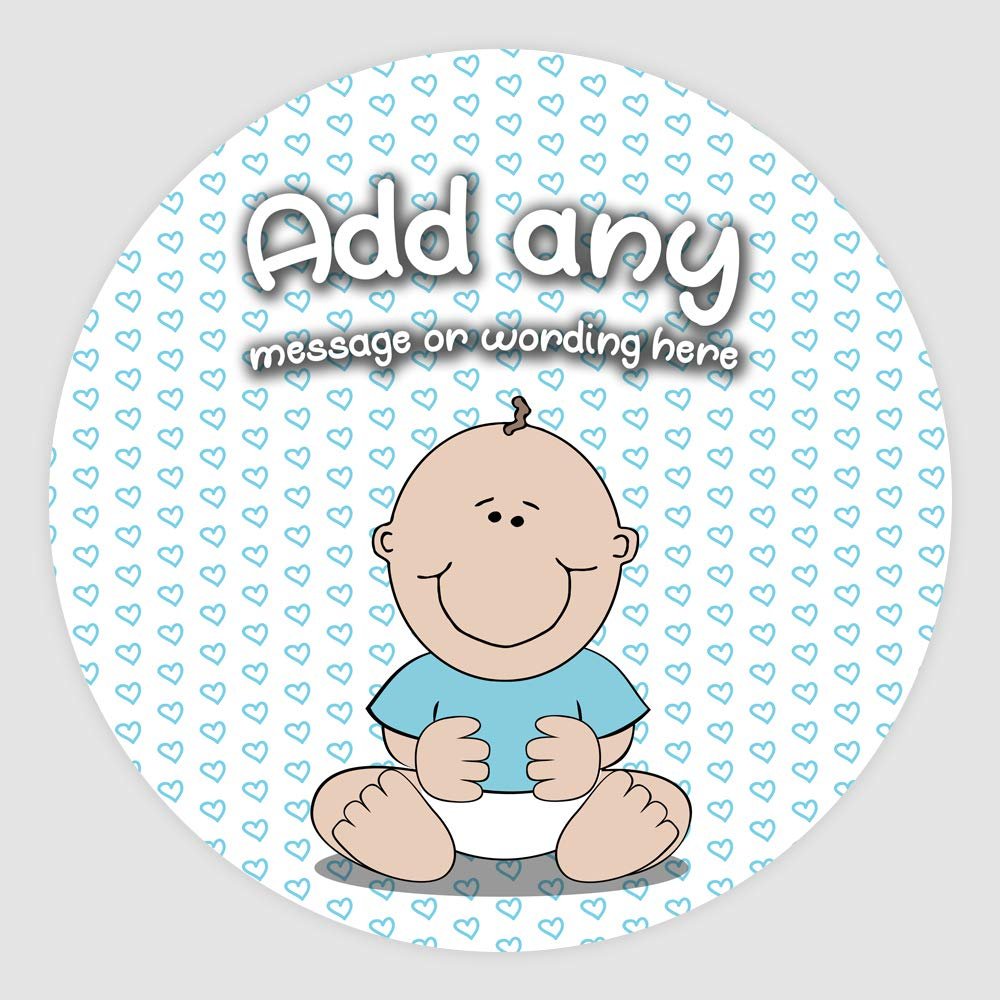 20 x Baby Boy Wallpapers 5cm Personalised Edible Cupcake Toppers on Premium Icing