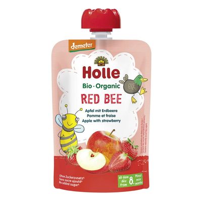 Holle Gourde Red Bee Pomme Fraise Bio +8m 100g