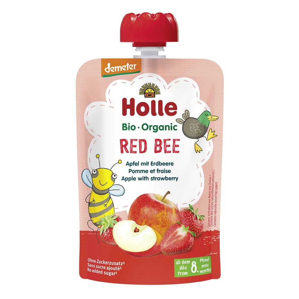 Holle Gourde Red Bee Pomme Fraise Bio +8m 100g