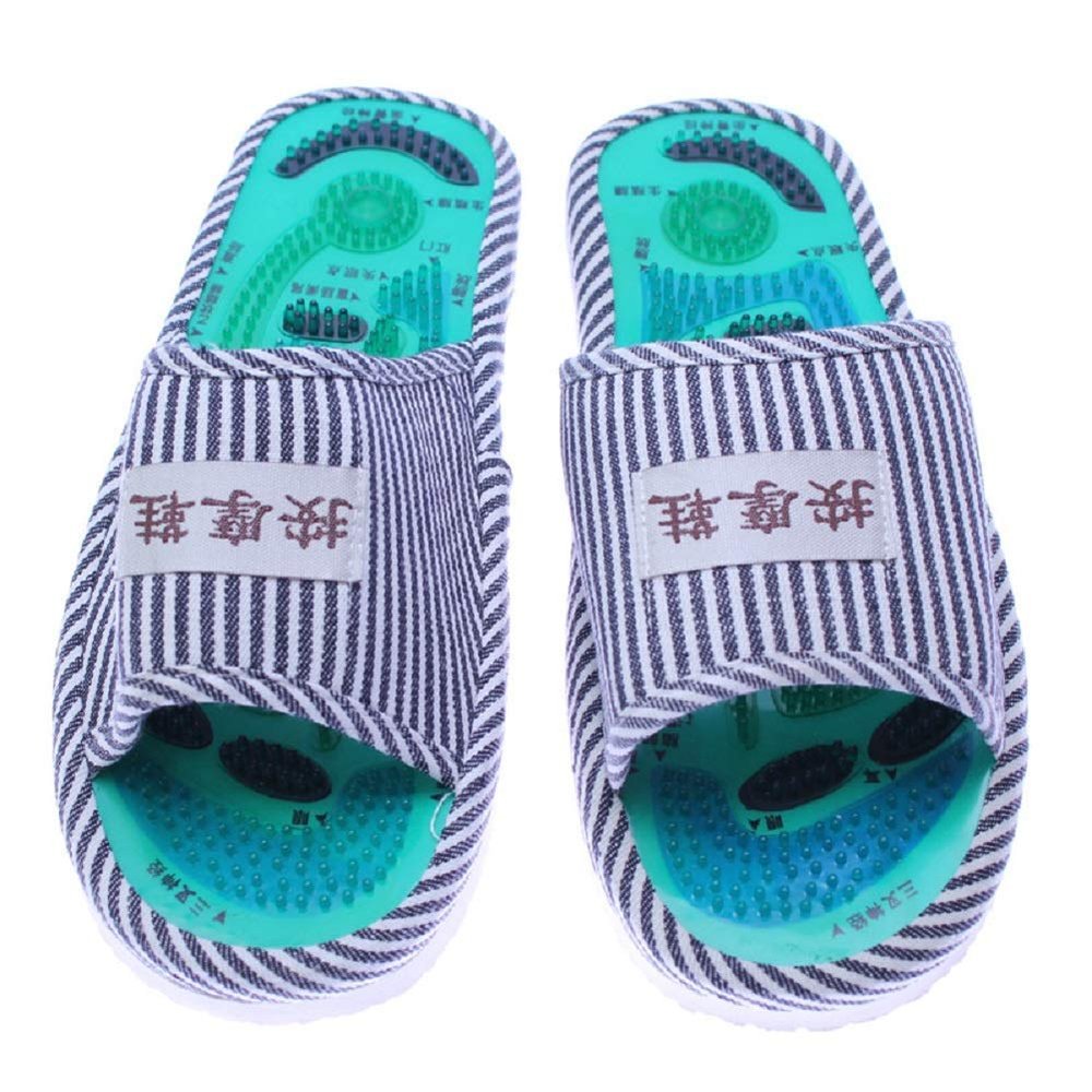 MU Portable Health Foot Massage Slippers, Acupressure Point Care Magnet Therapy Promoting Blood Circulation,Reflexology Health Shoes for Men Women,Blue